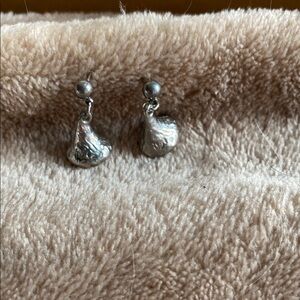 Silver Textured Drop Earrings